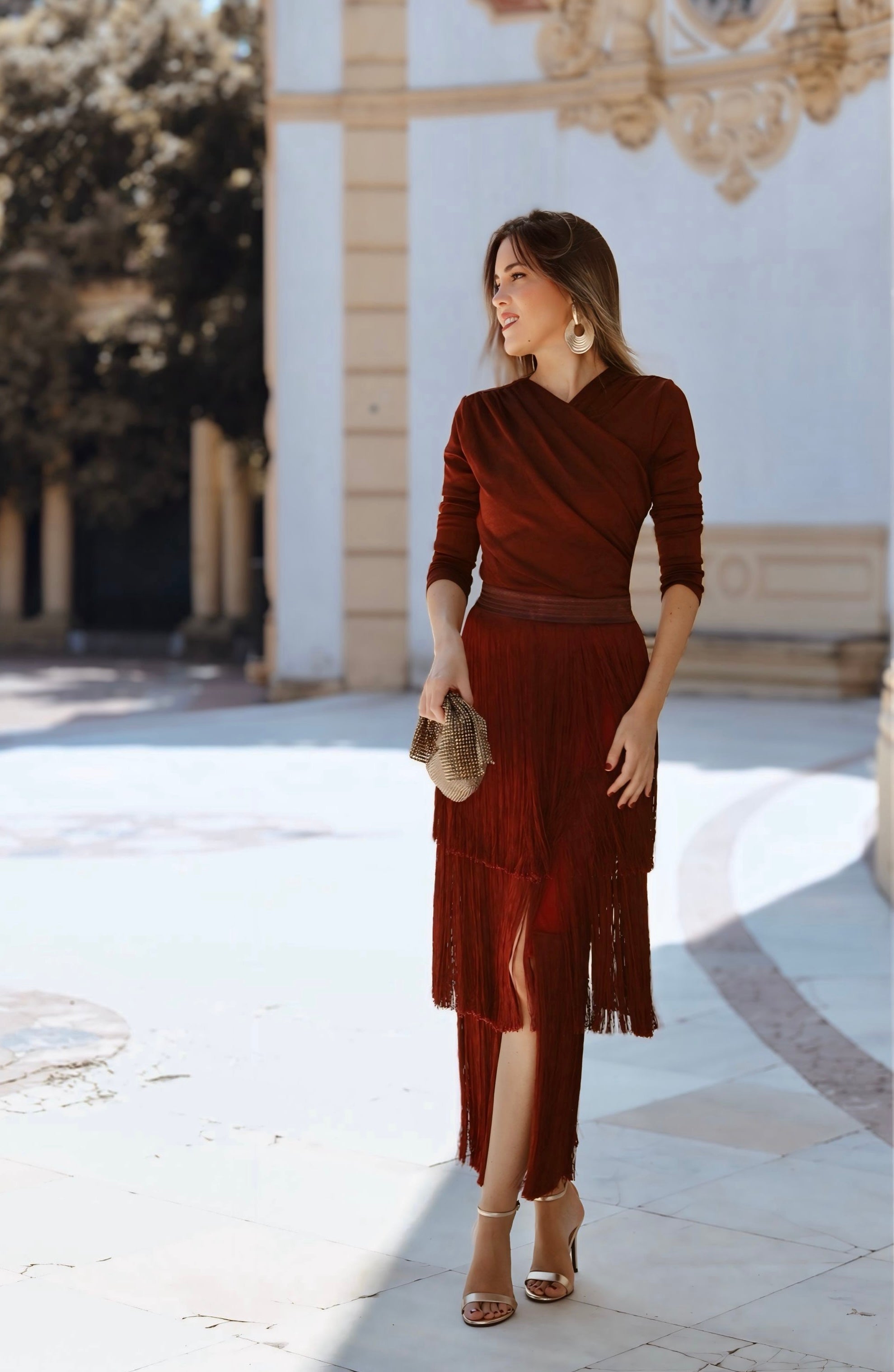 Falda Malena Rojo vino