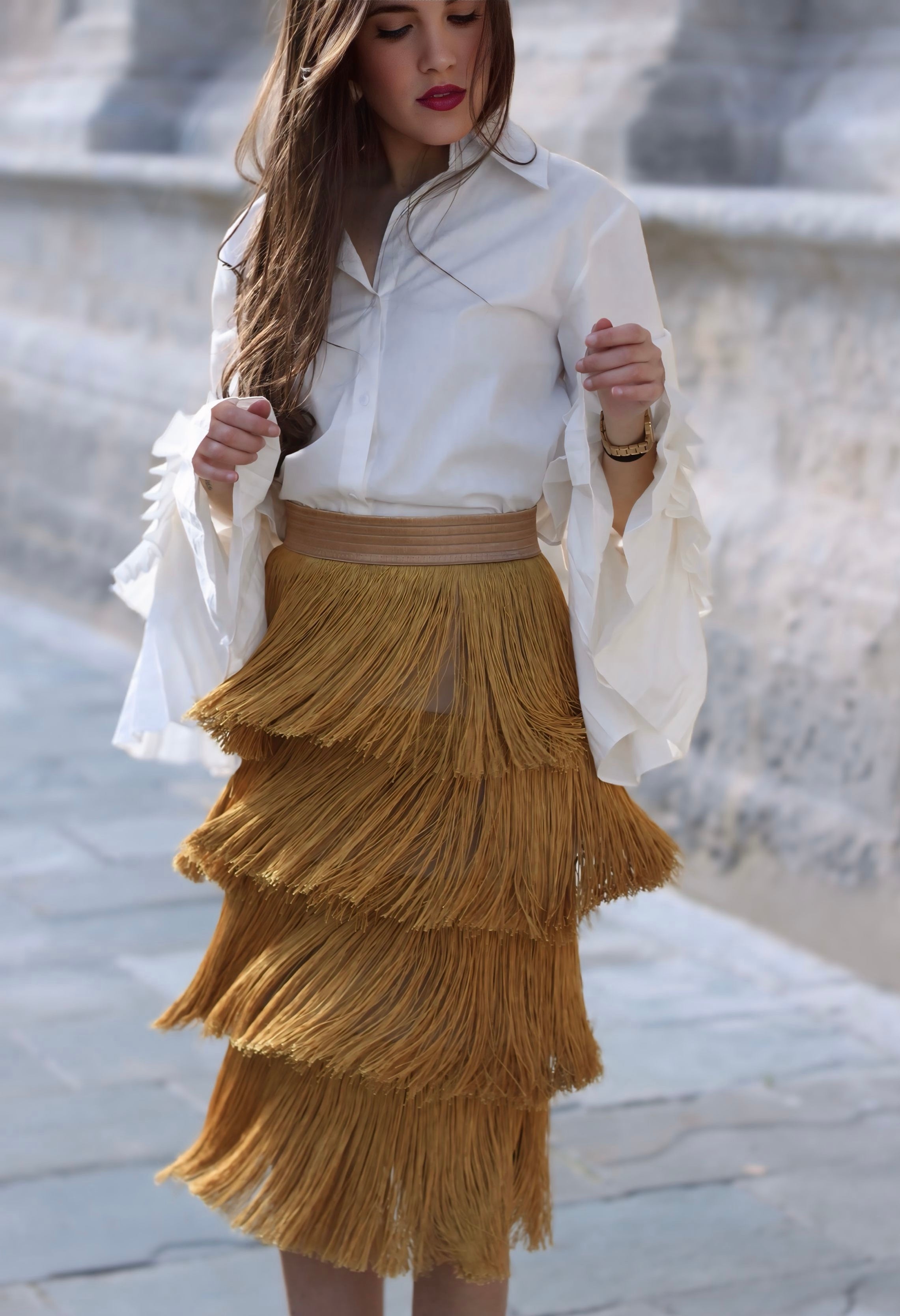 Falda Elissa Mostaza