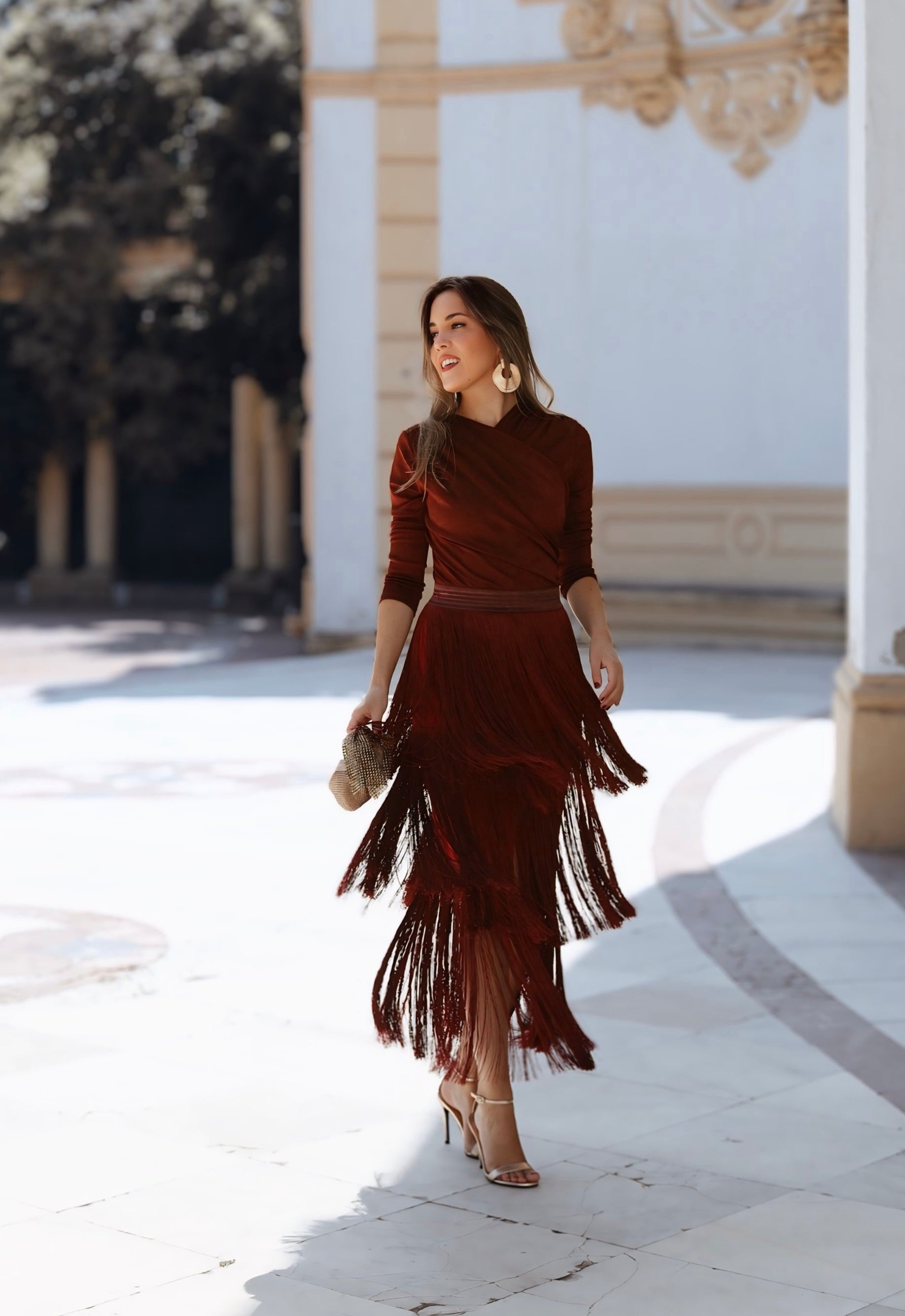 Falda Malena Rojo vino