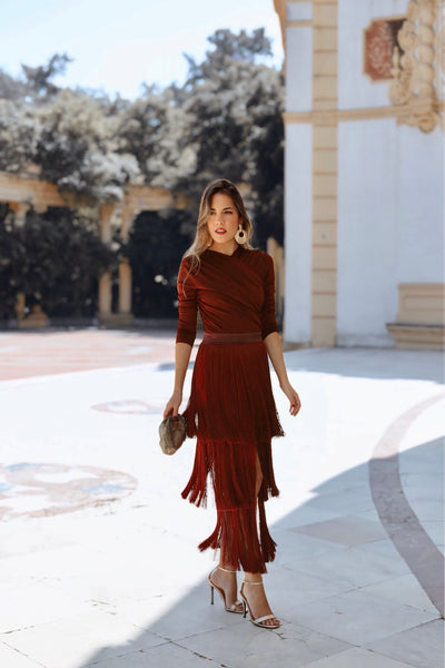 Falda Malena Rojo vino